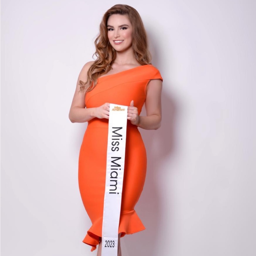 Orange one shoulder cocktail dress